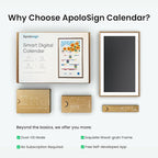 ApoloSign 15.6-inch Digital Calendar: Dual Mode Calendars with Google Play & Multi-calendar Sync, Electronic Planner & Chore Chart, Smart Touchscreen, Interactive Display for Family Schedules (Teak, 15.6")