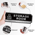 Storage Room Sign for Business Door, Self-Adhesive Durable Modern Storage Room Sticker, Brushed Silver Authorized Personnel Only Signs for Home, Business, Restaurants, Private Area