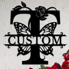 Personalized Custom Letter Name metal Signs,Custom Black Letter Monogram Wall Art Decor,Metal Signs Plaques Outdoor wall Decorative Signage (T)
