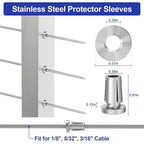 BLIKA Upgraded 40 Pack Stainless Steel Protector Sleeves for 1/8" 5/32" or 3/16" Deck Cable Railing, for Metal Posts, T316 Marine Grade, Cable Railing Protector Sleeves
