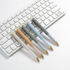 Linbsunne Ballpoint Pens Black Medium Point 1mm with Super Soft Grip Ball Point Pen for Men Women Retractable(gold-6x2 pcs)