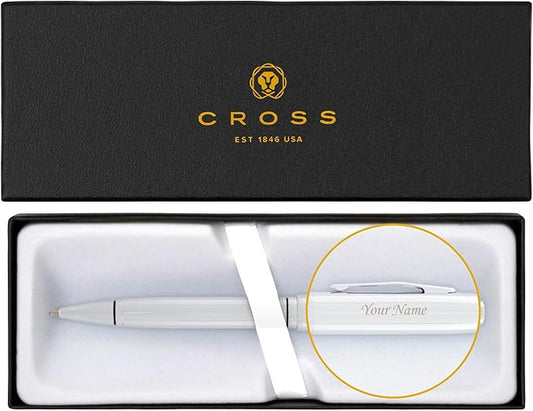 Personalized, Custom Engraved Cross Pen for Men or Women | Cross Coventry Ballpoint Pen | Luxury Gift for Office, Graduation and Business [Lustrous Chrome Finish]
