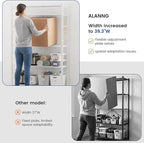 ALANNG 40" W Foldable 5-Tier Storage Shelves with Wheels, Adjustable & Removable Metal Rack, Heavy Duty Rolling Organizer for Kitchen, Garage, Closet, Pantry, and Office (White,2 Pack)