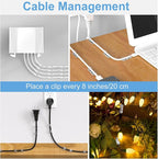 Self-Adhesive Cable Clips Black (40PCS, M), Upgraded Wire Clips for Wall, Strong Cord Organizer Cable Management Under Desk, Ethernet, Dash Cam, Outdoor Light