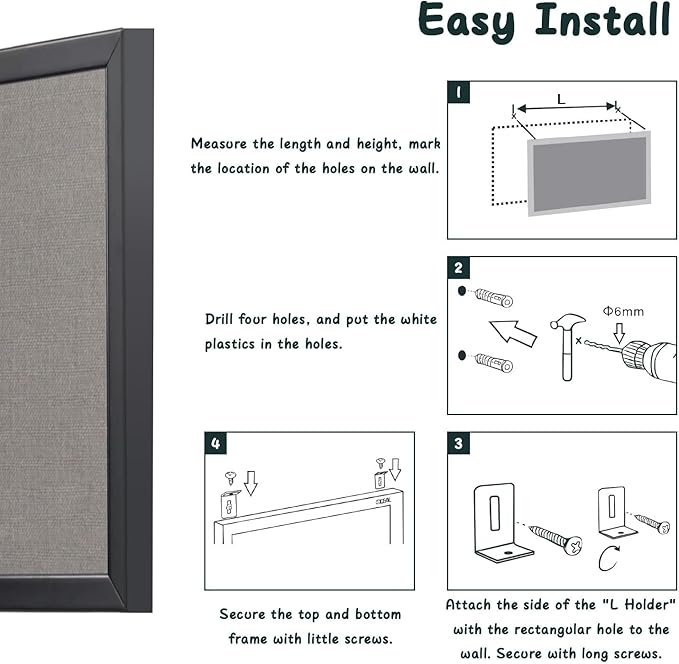 Gideal Bulletin Board 36 x 48 Inch, 100% Wood Framed Canvas Cork Board with Grey Fabric, Wall Mounted Notice Board for Home Office School, 2 Pack