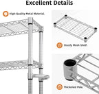 Metal Storage Shelves 5 Tier with Wheels, 1100 LBS Adjustable Wire Shelving Rack Shelves Units with Side Handle for Hanging, Rolling Shelf Organizer for Kitchen Garage, 11.8" W x 23.6" D x 61"H,Silver
