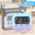 Weewooday 24 Pcs Digital Kitchen Timer Magnetic Timer Bulk On/Off Switch Minute Second Count up Countdown Loud Alarm for Exercise Cook Baking (Gradient Color)