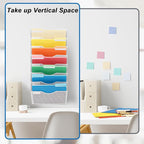 EASEPRES 8 Pocket Mesh Hanging Wall File Organizer, Wall Mounted Mail Paper Document Folder Holder, Clipboard Storage Organization Magazine Rack with Nametag Label for Office Home School, White