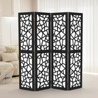 VINGLI 70'' H Room Divider, Non-Woven Fabric Privacy Screen, Indoor Partition Wall Dividers, Freestanding Hinged Space Separator with Modern Unique Pattern (Black, 4 Panel)