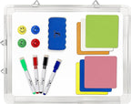 Whiteboard Set - White Board 15 x 12 in with 1 Dry Erase Eraser, 4 Dry Wipe Markers, 4 Magnets and 6 Magnetic Labels - Small Wall Hanging Reminder Magnetic Board for Home, Office, Cubicle and Desk