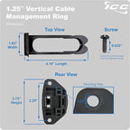 ICC 1.25” Plastic Cable Management Ring, Vertical, Rack or Wall Mount, Pack of 1 – Cable Organizer for Structured Wiring and Data Center Racks