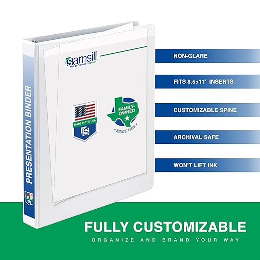 Samsill 2 Inch 3 Ring Binders, Made in USA, Economy Round Ring, Clear View Cover, 425 Sheet Capacity - for School, Home, Office - White, 4 Pack
