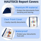 HAUTOCO 5 Pack Plastic Report Covers with 3 Prongs Fasteners Clear Front Resume Portfolio Folder for 8.5x11 Letter Size Paper, Presentation Document Report Cover for School Office Business, Navy Blue