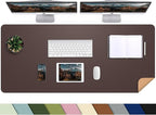 AFIING Leather Desk pad Protector, Large Non-Slip Office Desk Mat with Natural Cork & PU Leather, Waterproof Writing Mouse Pad for Office and Home (55in*17in,Coffee)