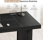 Tribesigns 63" Executive Desk, Large Office Computer Desk with Heavy-Duty Legs and Thickened Desktop, Elegant Writing Workstation Study Table Conference Table for Office, Black