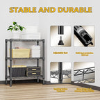 M MZG 750 lbs 3 Tier Shelf Metal Storage Shelves Wire Rack Closet Organizers for Garage Kitchen Bathroom Laundry Black 11.8" D x 25.6" W x 31.5" H