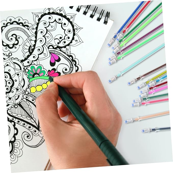 100pcs Premium Glitter Gel Pen Refills 0. 8mm Medium Point Glitter Markers Colorful Smooth Writing Neon Pen for Crafting, Doodling, Drawing, and Adult Coloring Book