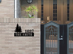 Personalized Pine Trees House Number Metal Sign Custom Address Metal Signs with Family Name