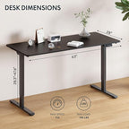 FLEXISPOT 63x28 Inch Large Dual Motor Electric Standing Desk, Black - Computer Desk with Memory Controller, Home Office Desk with Splice Board