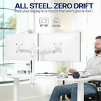 VIVO Dual Monitor Desk Mount, Heavy Duty Fully Adjustable Stand, Fits 2 LCD LED Screens up to 32 inches, White, STAND-V032W