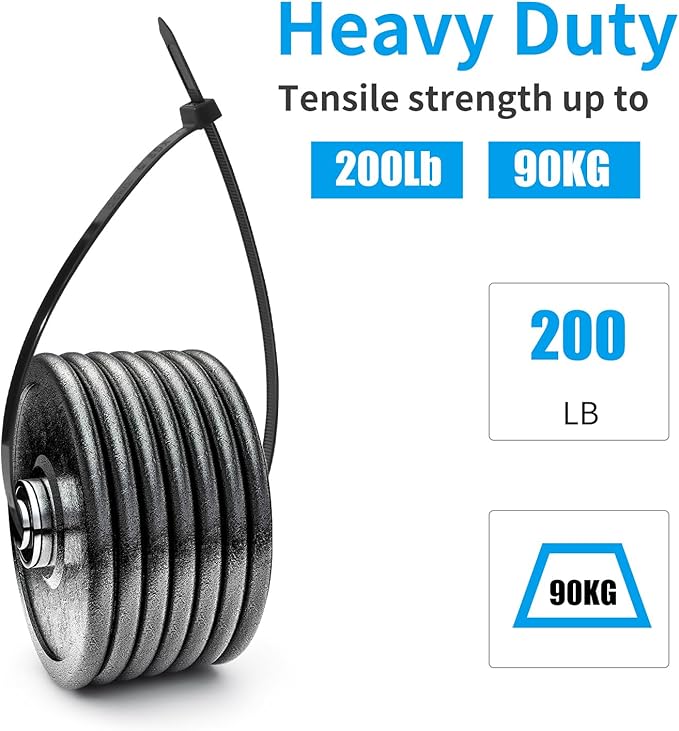 XINGO 48 inch White Zip Ties Heavy Duty 25 PCS,200 LBS Ultra Strong Plastic Wire Ties, Large Cable Ties Extra Long Tie Wraps, Indoor and Outdoor UV Resistant