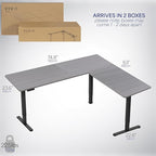 VIVO Electric Corner 75 x 63 inch L-Shaped Standing Desk, Memory Height Adjustment, Dark Gray Top Black Frame, DESK-E3CTG-75