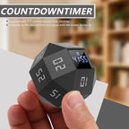 Mini 12-Sided Cube Timer with preset countdowns of 1-3-5-10-15-20-25-30-45-60-90 Minutes, a Rechargeable time Management Efficiency Tool Suitable for ADHD Management, Study and Cooking (Black)