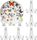 LonlyEagle 6 Pack 10 Inch Clear Plastic Easels or Stand/Plate Holders to Display Pictures or Other Items at Weddings, Plate Stands for Home Decoration, Birthdays, Tables