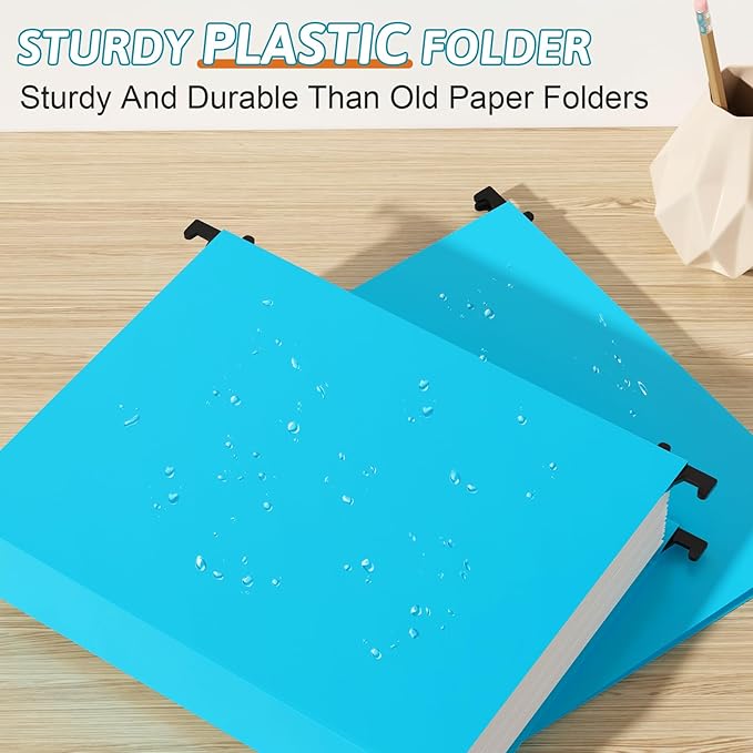 Nordun Extra Capacity Plastic Hanging File Folder Letter Size,12 Pack Reinforced Hang Folders with Heavy Duty 2 Inch Expansion, Durable Hanging Organizer Designed for Bulky Files, Assorted Colors