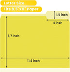 SUNEE File Folders, 120 Pack Manilla Folders 8.5 x 11, Colored File Folders Home Office School Supplies for Documents Files Paper, Yellow