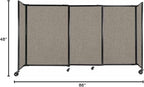 Versare Straightwall Sliding Portable Wall Partition | Freestanding Office Dividers | Locking Wheels | Temporary Room Separator | 7'2" Wide x 4' Tall Warm Pebble Fabric Panels