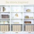 BLU MONACO | Set of 6 Foldable Taupe Magazine File Holders with Label Holders | Vertical File Organizer & File Storage Boxes for Desk, Shelves & Home Office