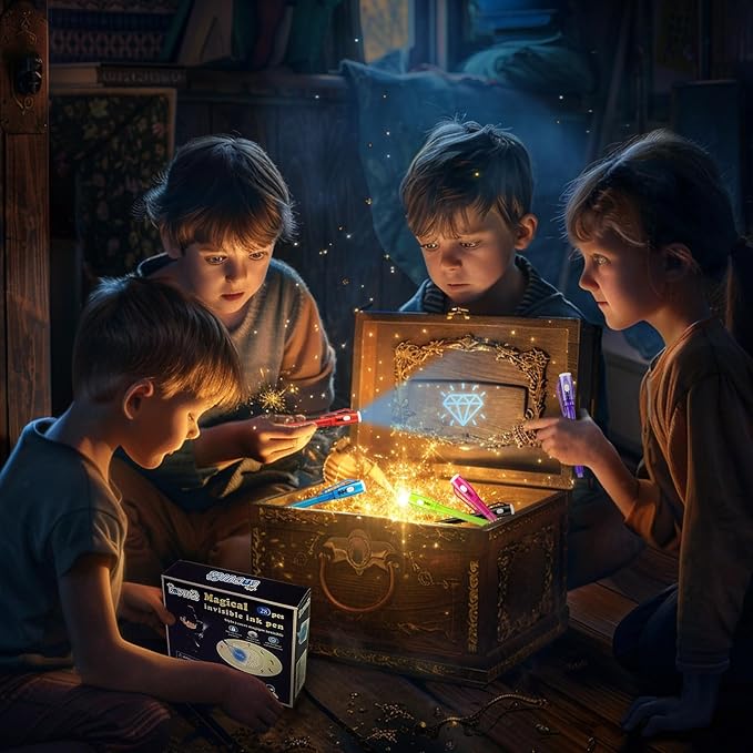 Invisible Ink Pens, 28 PCS Upgraded Spy Invisible Ink Pen with UV Light Magic Marker for Secret Message Escape Room and Kids Christmas Goodies Bags Toy, Spy Pen Party Favors for Kids 8-12