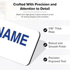 Custom Engraved Name Tags, Magnetic White and Blue Name Tags, Personalized Name Tags, 1.5x3 Inches, Durable Engravable Impact Material, Made in The USA by My Sign Center