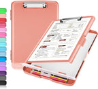 Sooez Clipboard with Storage, High Capacity Nursing Clip Board 8.5 x 11 with Pen Holder & Low Profile Clip, Plastic Clipboards Case Box, Teacher Must Haves School Office Supplies,Letter Size/ A4