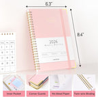Forvencer 2026 Planner, Hardcover Calendar Planner Weekly and Monthly, Jan 2026 - Dec 2026, 6" x 8", Spiral Agenda Book with Tabs, Exquisite Daily Journal Organizer for Home School, Olive Green