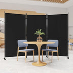 C-Hopetree 3 Panels Room Divider, 6 Ft Tall Indoor Folding Privacy Screen, Portable Partition Separator, Freestanding Separation Temporary Wall for Office, Bedroom, 102" W X 71" H, Black