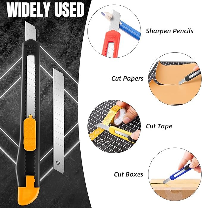 TIFICAL 24-Pack Retractable Box Cutter | 9mm Snap-Off Blades with Lightweight Design | Carton/Plastic Opener for Home & Office | Exacto Knife Box Opener