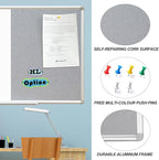 DEVELOP Large Grey Felt Bulletin & Magnetic Dry Erase Combo Board, 60 x 36 Inch Hanging Whiteboard/Grey Felt Bulletin Combination Board with Marker Tray, Pins, Eraser, Markers & Magnets
