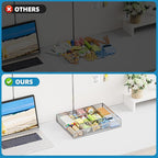 Marbrasse Expandable Desk Drawer Organizer, Mesh Tray with 10 Adjustable Compartments, Desk Organizers for Office Supplies, Makeup & Vanity (Expandable-Silver)