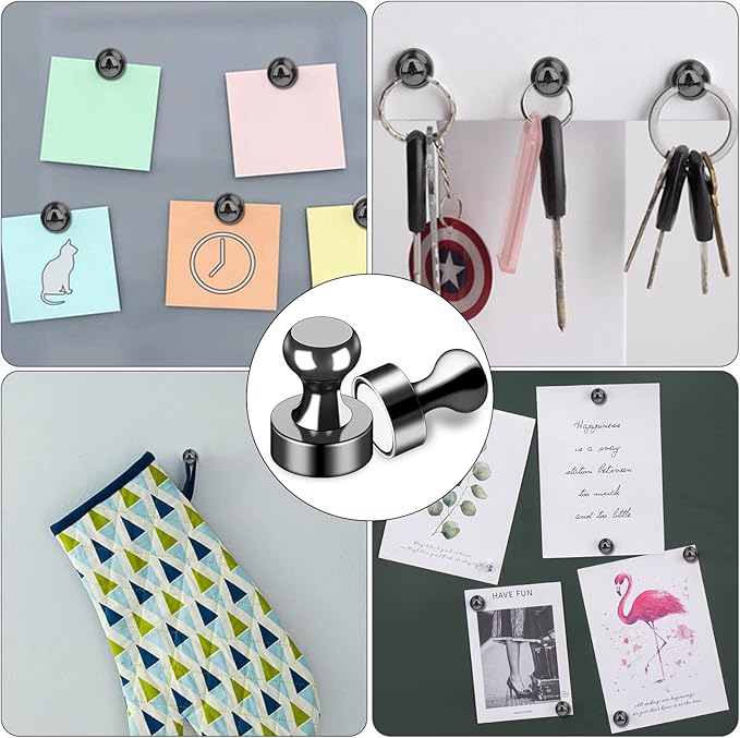 LOVIMAG Fridge Magnets 12Pcs Refrigerator Whiteboard Small Strong Magnet Classroom Kitchen Accessories Decorative Locker Set Decor Must Haves Office Calendar Refrigerador Magnetic Cute Crafts Black