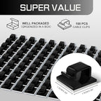 KGROTE 100PCS Cable Clips, Adhesive Wire Clips Strong Cord Clips Wire Holders, Cable Management Clips for Desk, Wall, Car, TV, Ethernet Cable (Black, Small)
