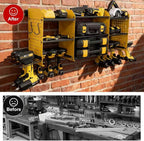 Large Power Tool Organizer Wall Mount with Charging Station, Heavy Duty Cordless Drill Holder, Garage Tool Storage Battery Rack with 8 Outlet, Gift for Men Husband Dad Birthday Anniversary Yellow