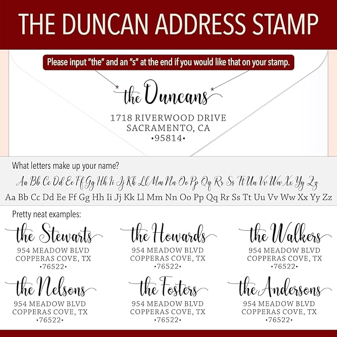 The Duncans Personalized Self-Inking Address Stamp | Envelope Return Address Stamp for Couples and Families | Custom Rubber Address Stamp (2, Xtra Large)