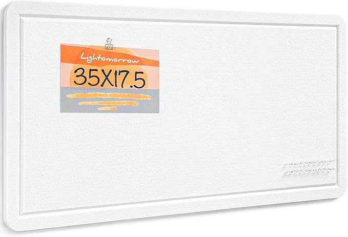 Bulletin Board, 35 x 17 1/2 inches Felt Board - Decorative Pin Board, Cork Board Alternative for Wall, Foldable Picture Board Self-Adhesive Vision Board Prayer Board with 20 Pushpins - White