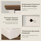 VVFLU Farmhouse 6 Drawer Dresser, 48" Tall White Dresser with Natural Texture & Metal Handles, Storage Drawer Chest for Bedroom, Living Room, Hallway, Vintage Design (Antique White)