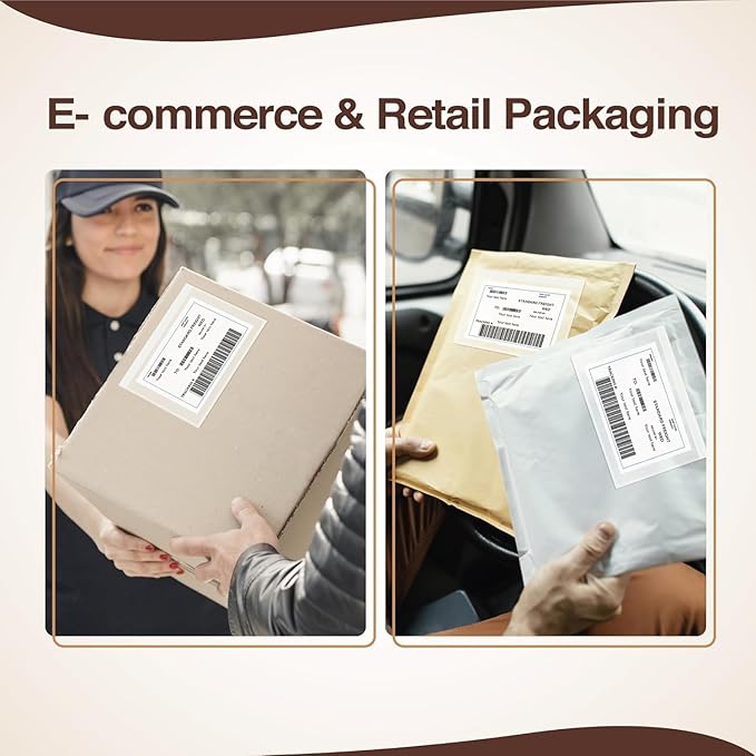 9.5x12 Shipping Label Sleeves 300 Pack Strong Adhesive Back for Secure Package Labelling, Protects Documents with Packing Slip Pouches Packing Sleeves for Mailing and Packaging -WaterProof and Durable