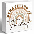 Office Wooden Block Sign Everything Is Mess 5x5x1 INCH Sign, Dark Humor Decor, Funny Desk Gift For Adults