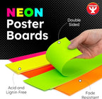 Hygloss Small Poster Board 4x11 - 100 Assorted Neon Color Poster Boards Bulk Pack - 10 Pt. Thickness Colored Poster Board Paper for Projects, Flash Cards, Signs - Posterboard Multipack 4" x 11"