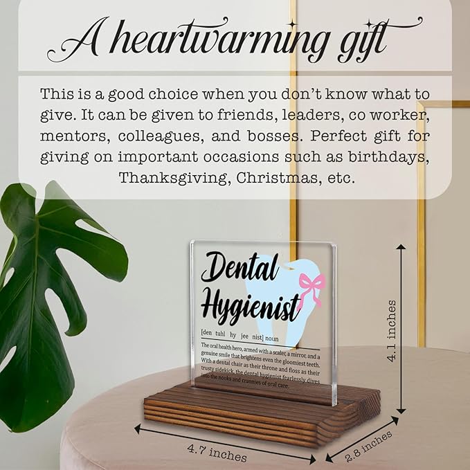 Dental Hygienist Gift Desk Decor Sign, Appreciation Plaque for Oral Health Professionals, Dental Office Recognition Week Thank You Present PA059